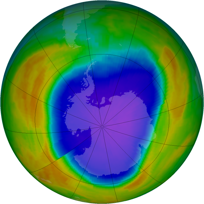Antarctic ozone map for 29 September 1996